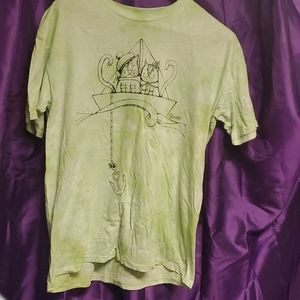 Mint green and white tee-shirt with cats